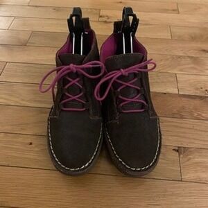 Jambu Madison Hobo Women's Brown‎ Suede Ankle Boots Lace Up Pink Lined Size 7.5